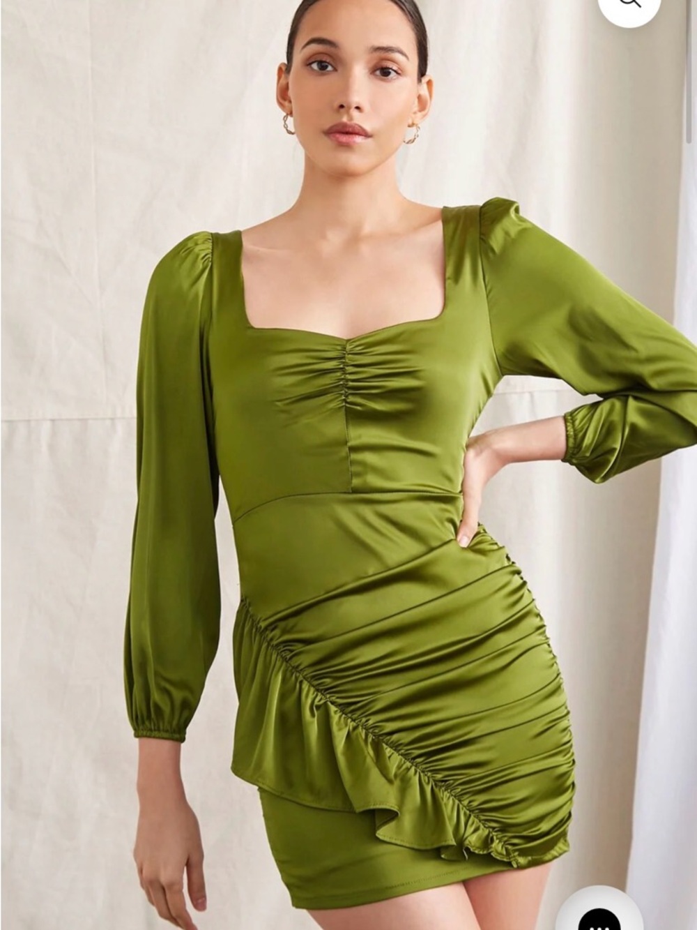 Forever 21 Olive Green Satin Dress
